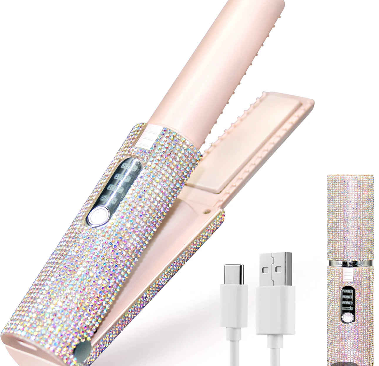 Bling Mini Rhinestone Flat Iron Wireless