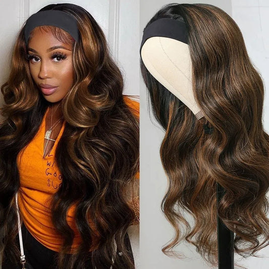 Head Band Highlight Brown Wig