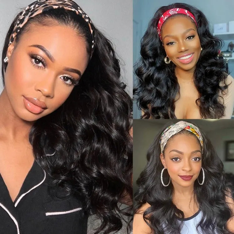 Head Band Wig Black Body Wave